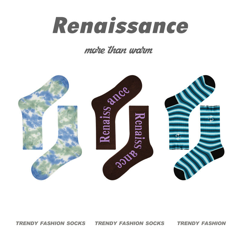 Renaissance Collection Women Socks 3 Pairs Bundle Flower Print Crew Socks 737707175027