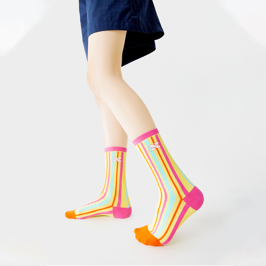 Women Socks 5 Pairs Bundle Summer Dopamine Striped Colourful Casual Socks 732749489527