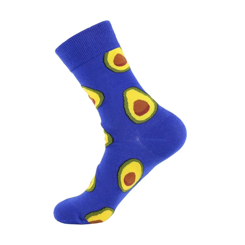 Women Socks Funny Cute Cartoon Fruits Banana Avocado Lemon Egg Cookie Donuts Food Happy Japanese Harajuku Skateboard Socks