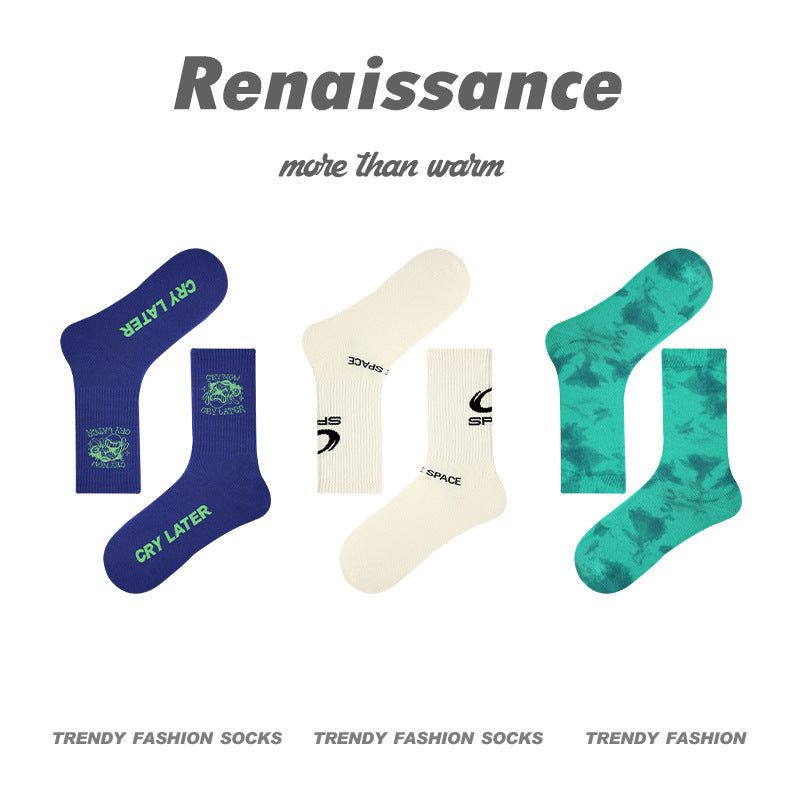 Renaissance Collection Men Socks 3 Pairs Bundle Freestyle Mid-Calf Socks