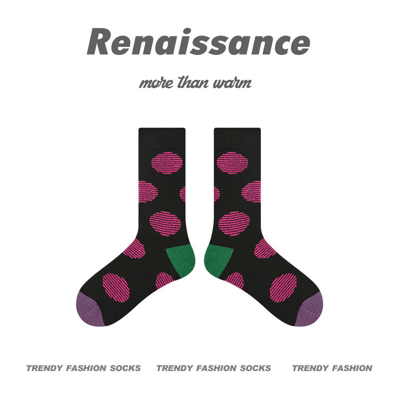 Renaissance Collection Women Socks Polka Paper Falling Warm Mid-Calf Socks 743175232392