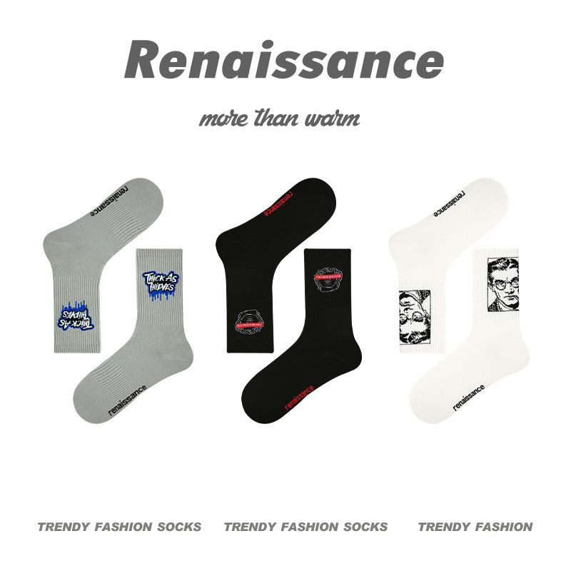 Renaissance Collection Men Socks 3 Pairs Bundle Freestyle Mid-Calf Socks