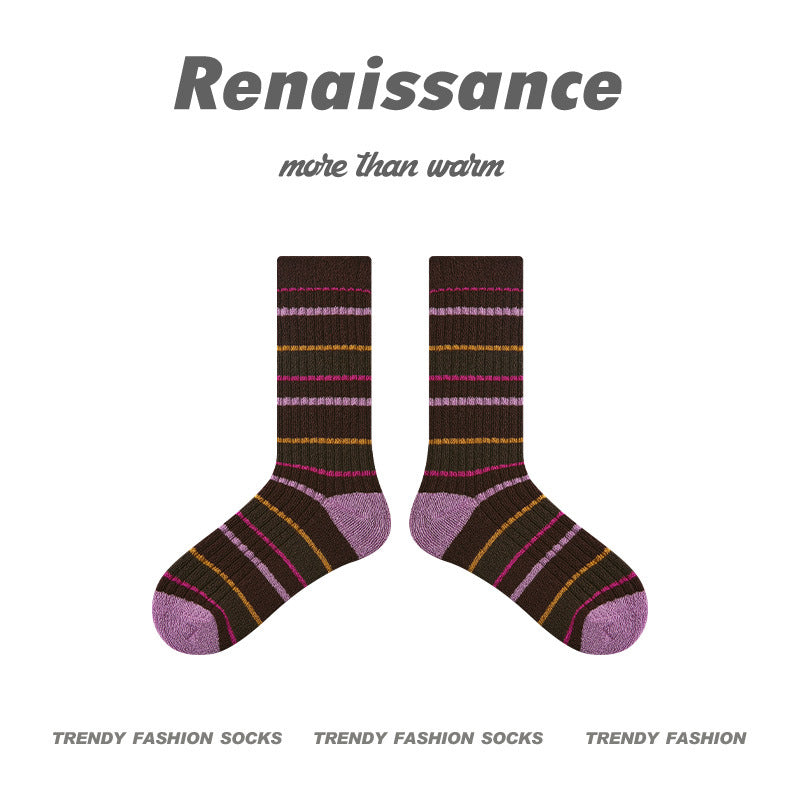 Renaissance Collection Women Socks Polka Paper Falling Warm Mid-Calf Socks 743175232392