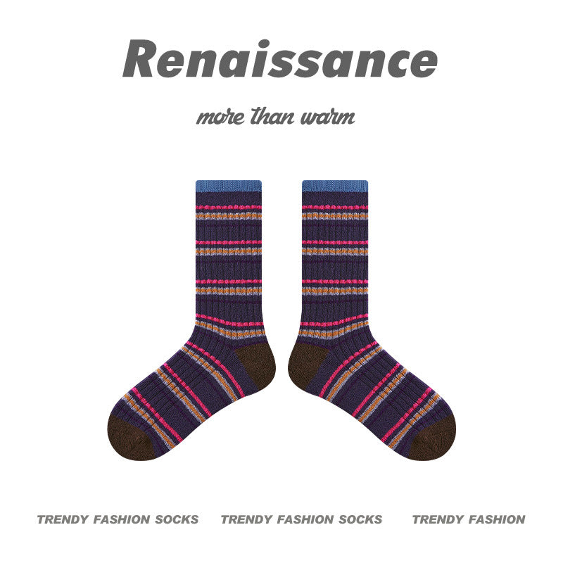 Renaissance Collection Women Socks Polka Paper Falling Warm Mid-Calf Socks 743175232392