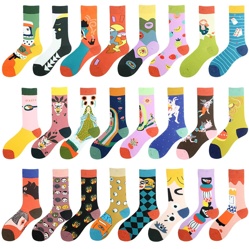 Funny Socks Hip Hop Happy Harajuku Personality Trend Women Socks Comfortable Creative Breathable Cartoon High Quality Sokken