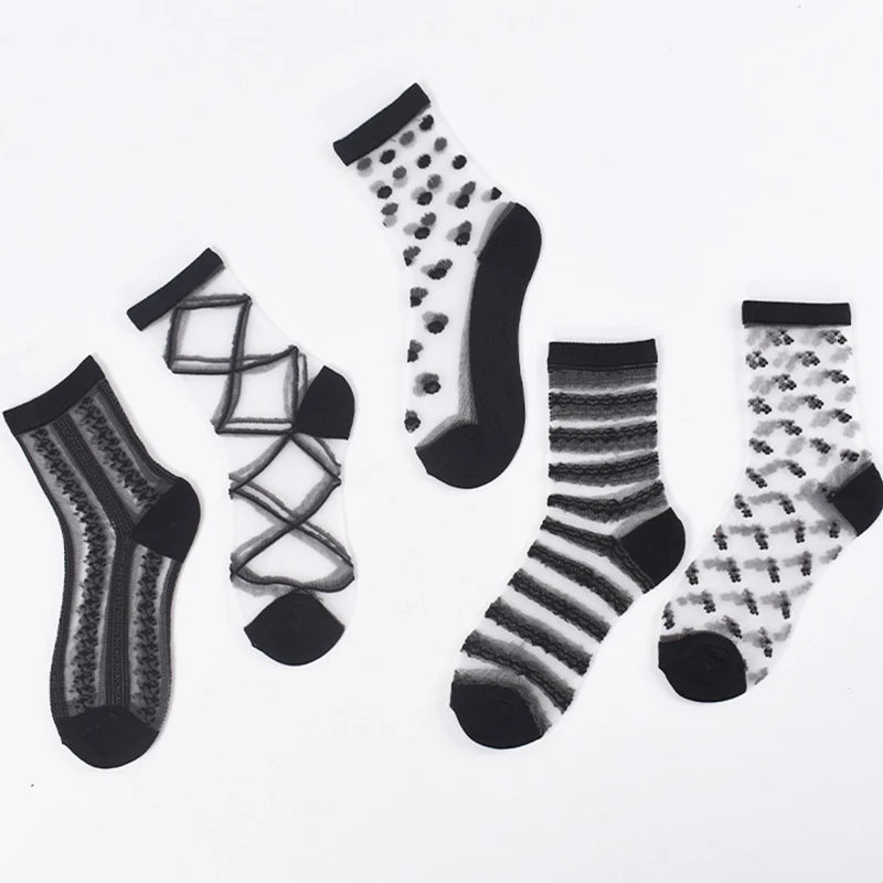 Fashion Sexy Women Socks New Product Crystal Silk Tide Socks Spring Summer Transparent Lace Mesh Fishnet Socks Lady Socks