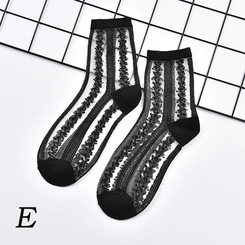 Fashion Sexy Women Socks New Product Crystal Silk Tide Socks Spring Summer Transparent Lace Mesh Fishnet Socks Lady Socks