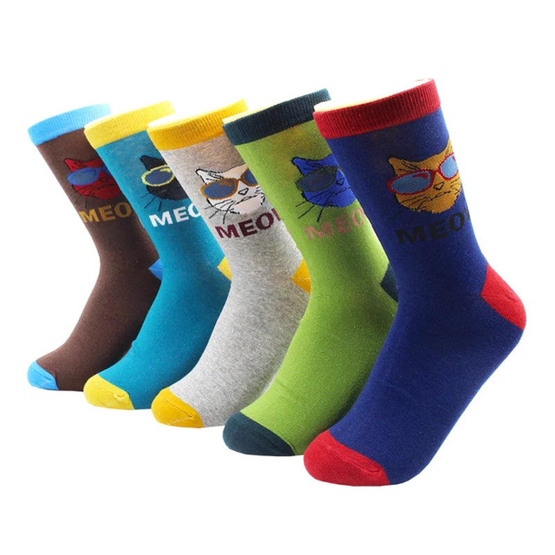 5/10 Pairs Harajuku Hip-Hop Animal Print Cotton Women Socks Fashion Korean Kawaii Cute Cartoon Cat Dog Duck Girl Socks