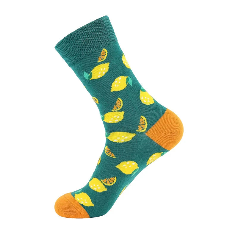 Women Socks Funny Cute Cartoon Fruits Banana Avocado Lemon Egg Cookie Donuts Food Happy Japanese Harajuku Skateboard Socks