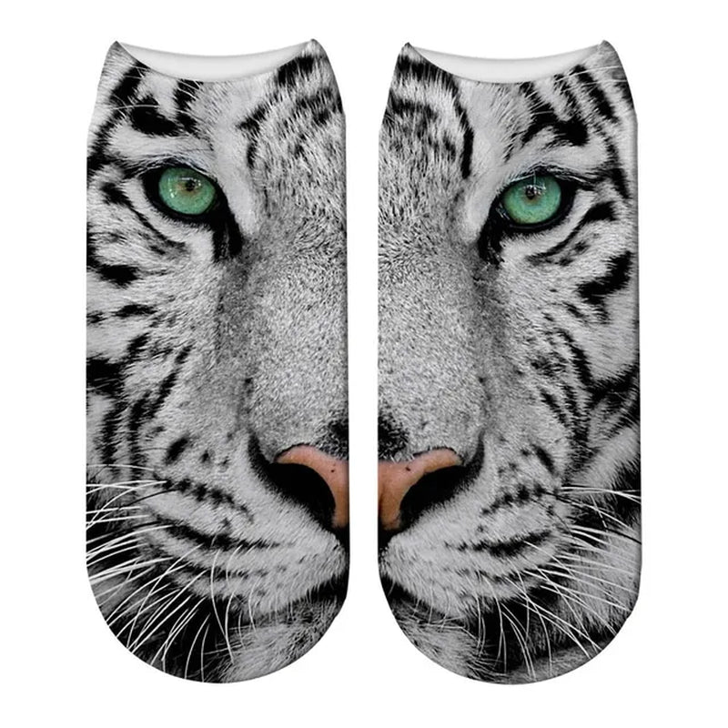 Funny Tiger Printed Socks Short Animal Women Socks Terror Novelty Socks Fashion Cute Low Cut Design Ankle Socks 5ZWS65