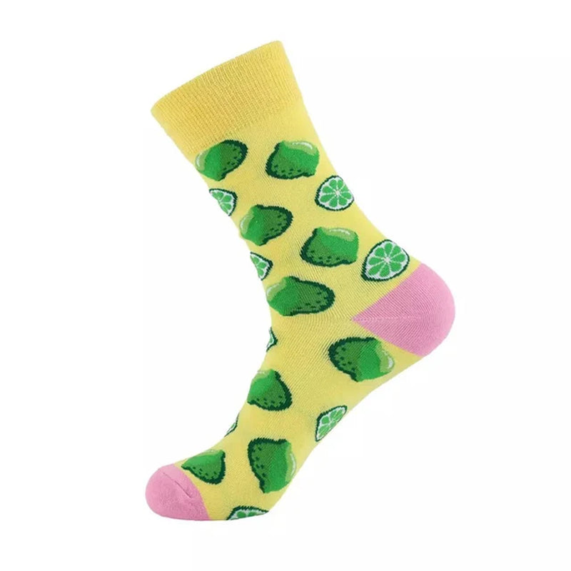 Women Socks Funny Cute Cartoon Fruits Banana Avocado Lemon Egg Cookie Donuts Food Happy Japanese Harajuku Skateboard Socks