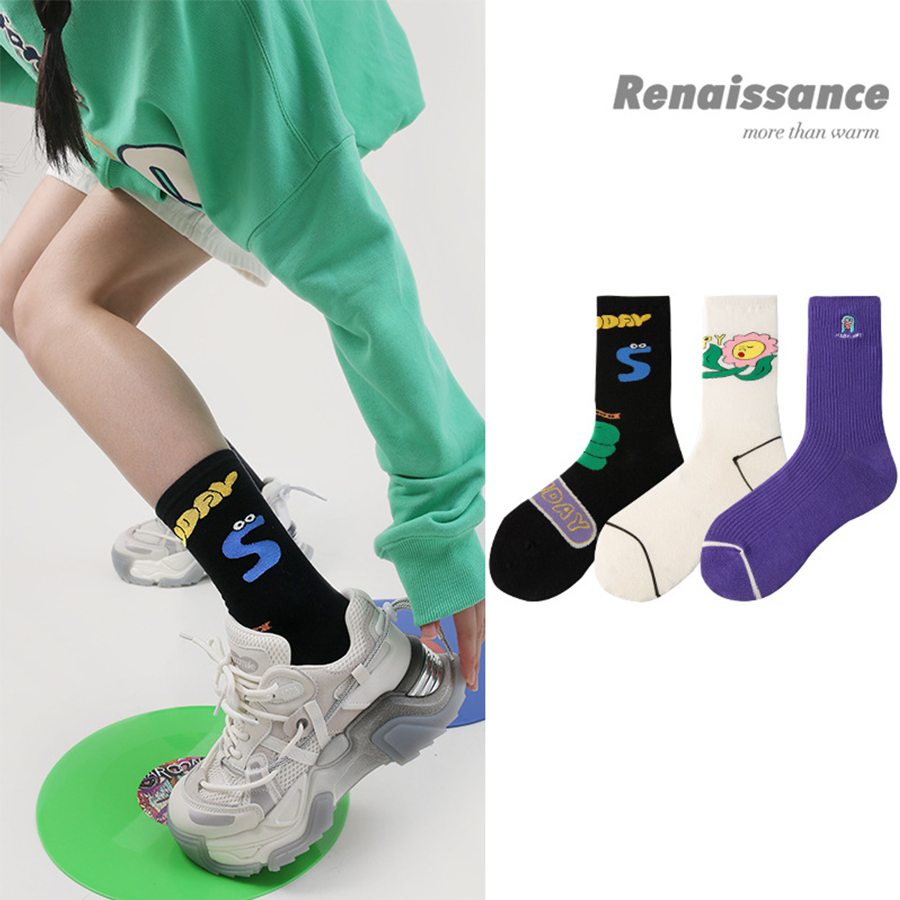 Renaissance Collection Women Socks 3 Pairs Bundle Instagram illustration Trendy Art Casual Socks 678787401025