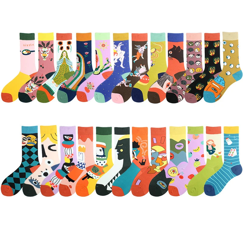 Funny Socks Hip Hop Happy Harajuku Personality Trend Women Socks Comfortable Creative Breathable Cartoon High Quality Sokken