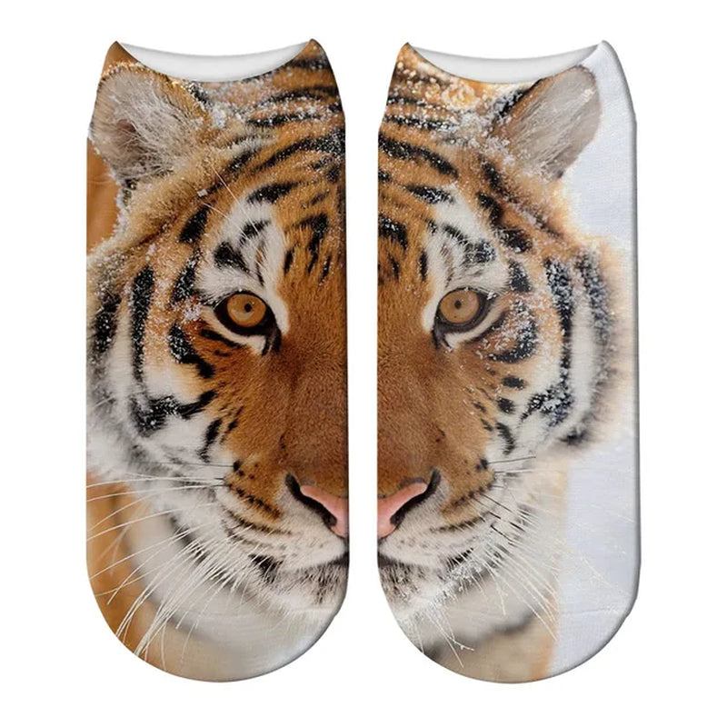 Funny Tiger Printed Socks Short Animal Women Socks Terror Novelty Socks Fashion Cute Low Cut Design Ankle Socks 5ZWS65