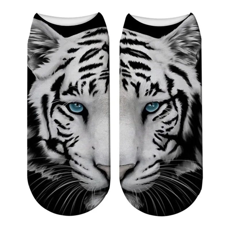 Funny Tiger Printed Socks Short Animal Women Socks Terror Novelty Socks Fashion Cute Low Cut Design Ankle Socks 5ZWS65