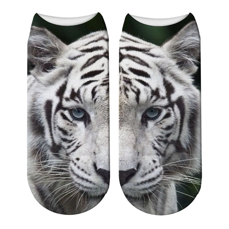 Funny Tiger Printed Socks Short Animal Women Socks Terror Novelty Socks Fashion Cute Low Cut Design Ankle Socks 5ZWS65