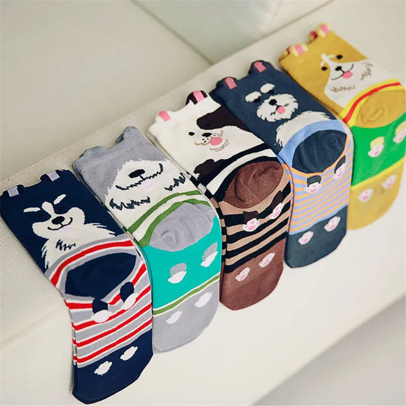 Fashion Cartoon Couple Socks Puppy Dog Pet Style Socks Harajuku Men Women Socks Schnauzer Collie Novelty Cotton Printed Socks