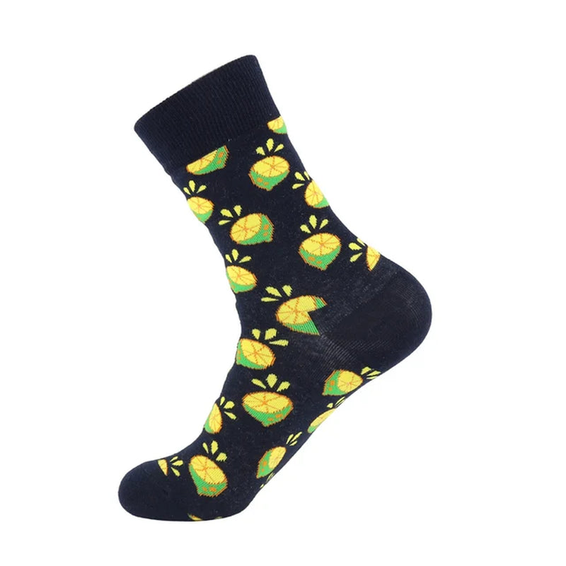 Women Socks Funny Cute Cartoon Fruits Banana Avocado Lemon Egg Cookie Donuts Food Happy Japanese Harajuku Skateboard Socks