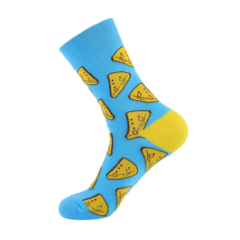 Women Socks Funny Cute Cartoon Fruits Banana Avocado Lemon Egg Cookie Donuts Food Happy Japanese Harajuku Skateboard Socks