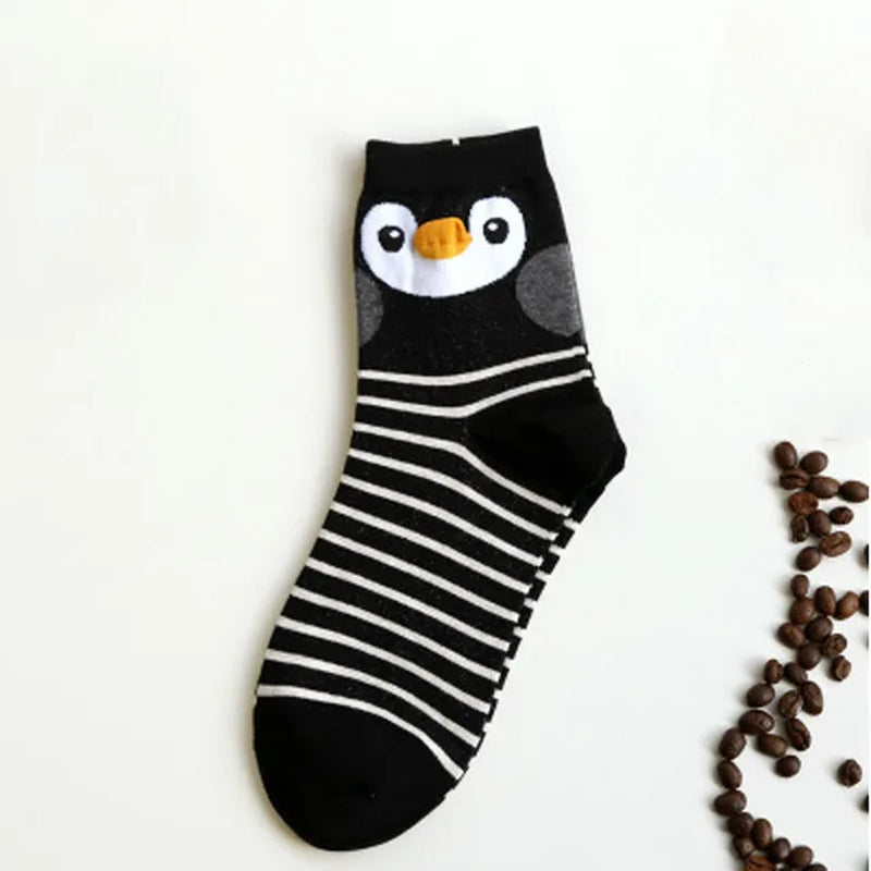 New Cute Cartoon Animal Cotton Women Socks Penguin Owl Fun Socks Women Fashion Lovely Funny Female Lady 3D Ear Socks