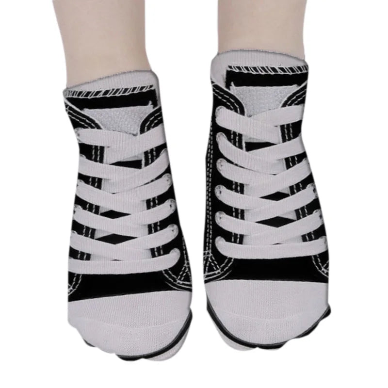 Funny Foot Bones Socks Women Socks Creativity Fashion Canvas Shoes Printed Cotton Socks Harajuku Compression Low Ankle Socks