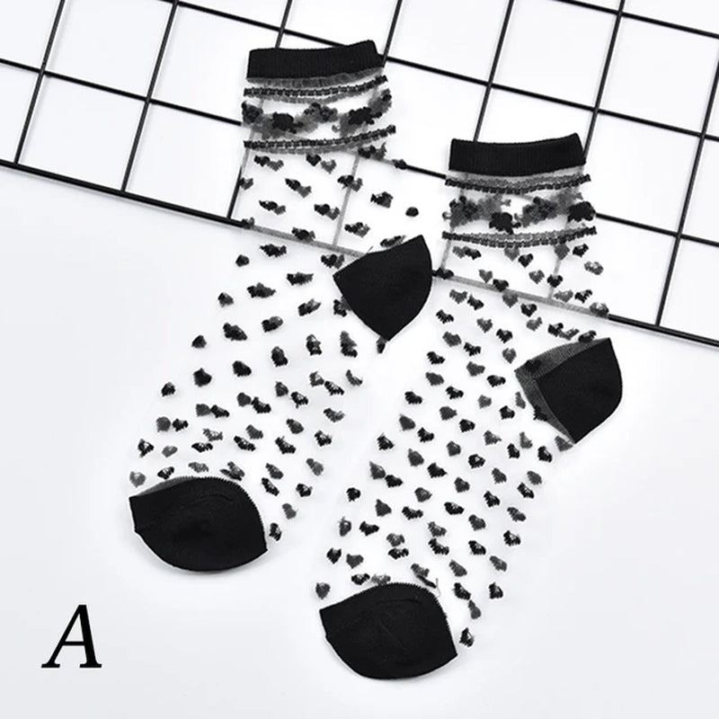 Fashion Sexy Women Socks New Product Crystal Silk Tide Socks Spring Summer Transparent Lace Mesh Fishnet Socks Lady Socks