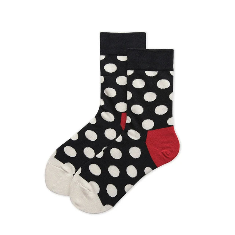 Hot Colorful Happy Funny Men Women Socks Cotton Crew Lovers Socks Cartoon Casual Colorful Dots in Tube Sock