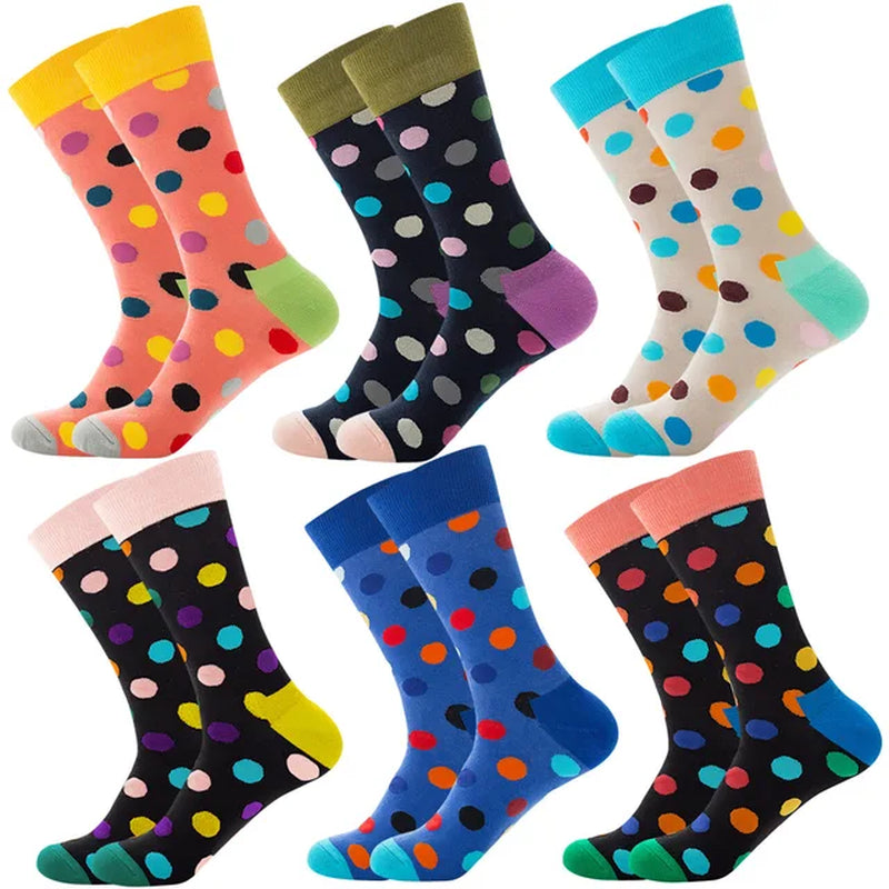 6 Pairs Hip Hop INS Style Men/Women Socks Combed Cotton Happy Print Art Funny Socks Men Casual Crew Skateboard Socks Long Tube