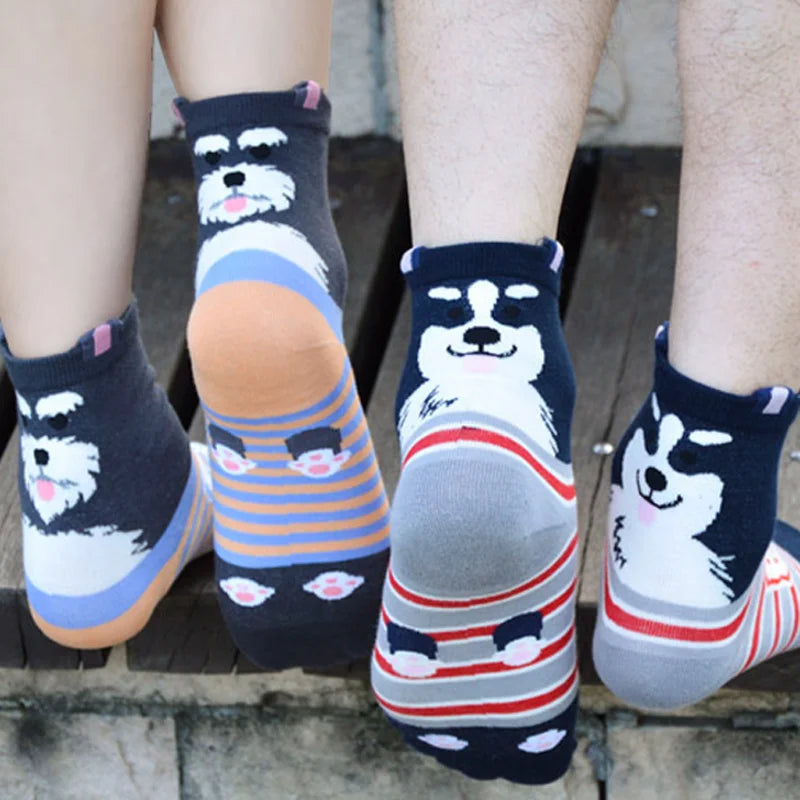 Fashion Cartoon Couple Socks Puppy Dog Pet Style Socks Harajuku Men Women Socks Schnauzer Collie Novelty Cotton Printed Socks