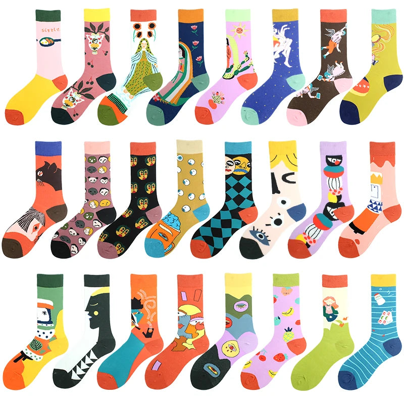 Funny Socks Hip Hop Happy Harajuku Personality Trend Women Socks Comfortable Creative Breathable Cartoon High Quality Sokken