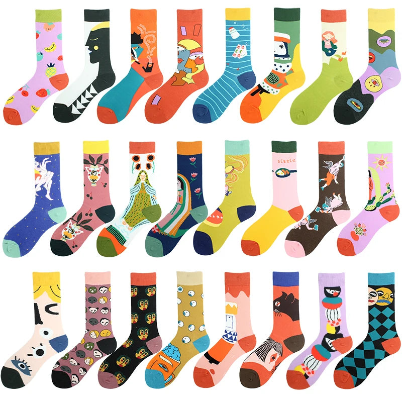 Funny Socks Hip Hop Happy Harajuku Personality Trend Women Socks Comfortable Creative Breathable Cartoon High Quality Sokken