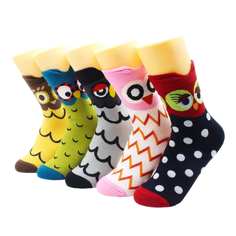 5/10 Pairs Harajuku Hip-Hop Animal Print Cotton Women Socks Fashion Korean Kawaii Cute Cartoon Cat Dog Duck Girl Socks