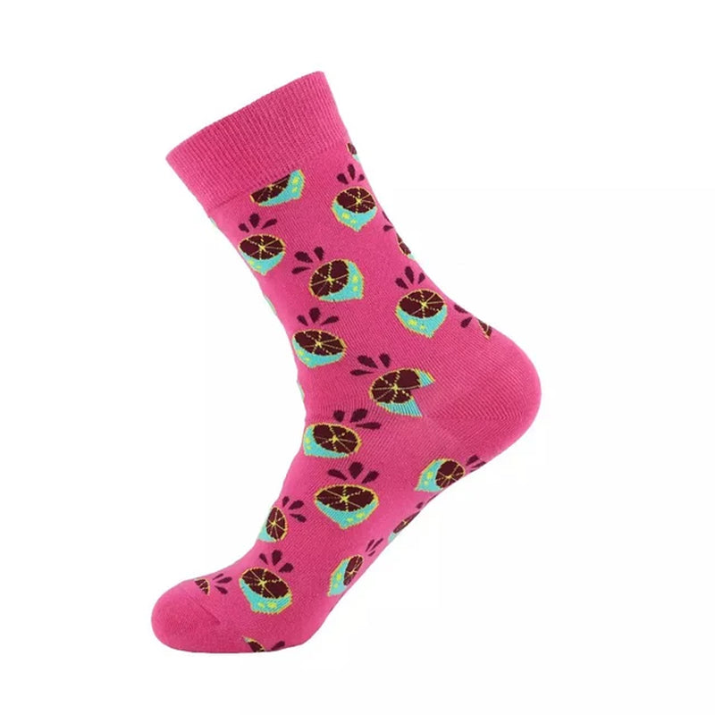 Women Socks Funny Cute Cartoon Fruits Banana Avocado Lemon Egg Cookie Donuts Food Happy Japanese Harajuku Skateboard Socks