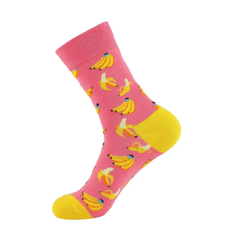 Women Socks Funny Cute Cartoon Fruits Banana Avocado Lemon Egg Cookie Donuts Food Happy Japanese Harajuku Skateboard Socks