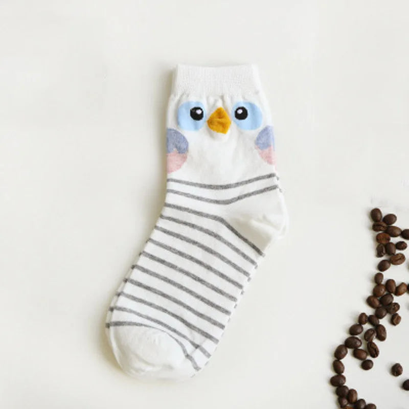 New Cute Cartoon Animal Cotton Women Socks Penguin Owl Fun Socks Women Fashion Lovely Funny Female Lady 3D Ear Socks