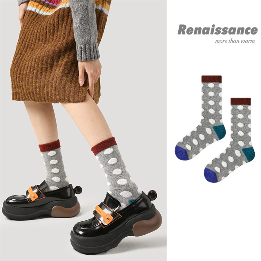 Renaissance Collection Women Socks Polka Paper Falling Warm Mid-Calf Socks 743175232392