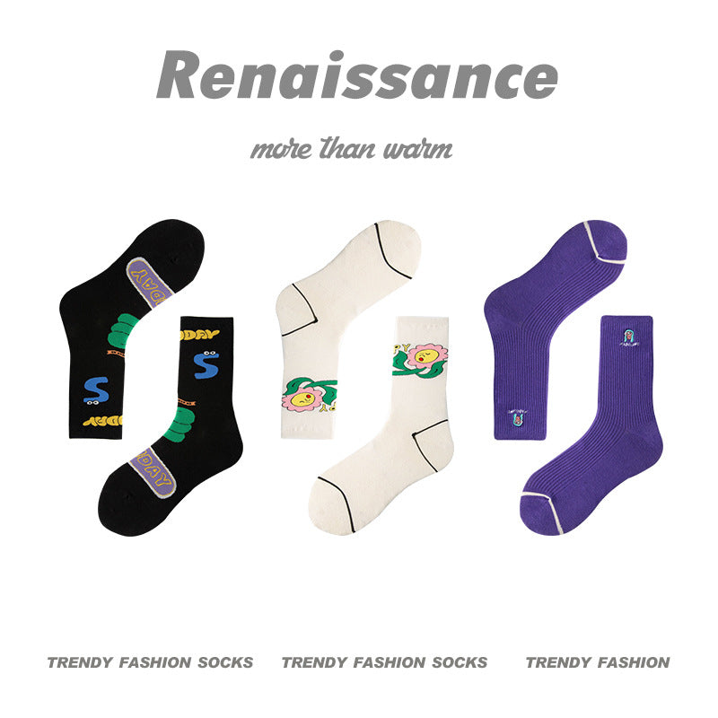 Renaissance Collection Women Socks 3 Pairs Bundle Instagram illustration Trendy Art Casual Socks 678787401025