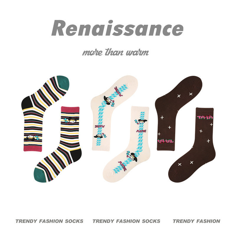 Renaissance Collection Women Socks 3 Pairs Bundle Instagram illustration Trendy Art Casual Socks 678787401025