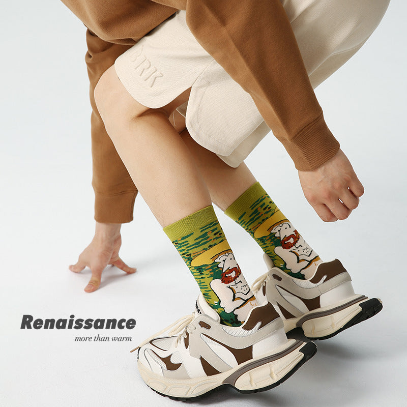 Renaissance Collection Men Socks 3 Pairs Bundle Loving Vincent Van Gogh Oin Paiting Art Crew Socks 733748521953