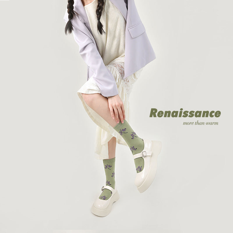 Renaissance Collection Women Socks 3 Pairs Bundle Spring Flower Art Print Socks 678429316259