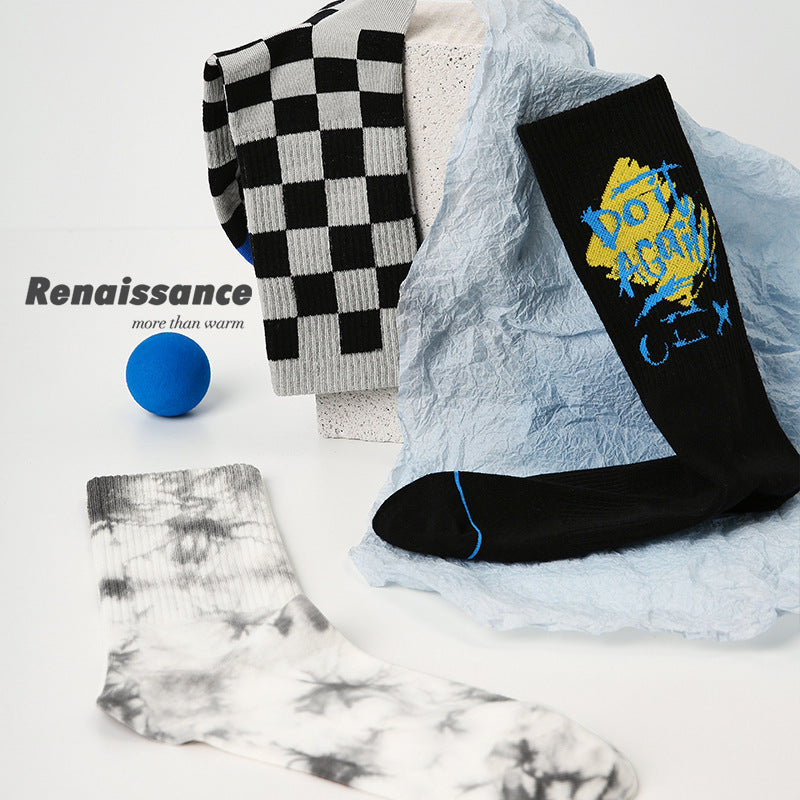 Renaissance Collection Men Socks 3 Pairs Bundle Tide Graffiti Street Style Print Crew Socks733880698380
