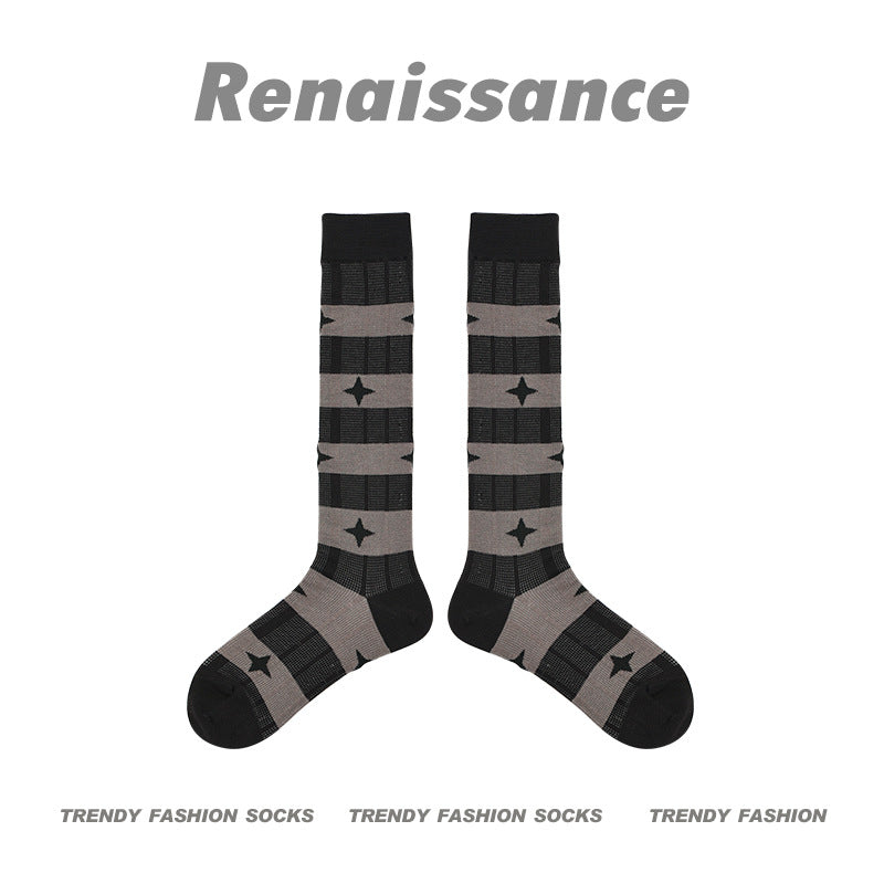 Renaissance Collection Women Socks Summer Thin Colour Blocking Mid-Calf Socks Casual 711079831089