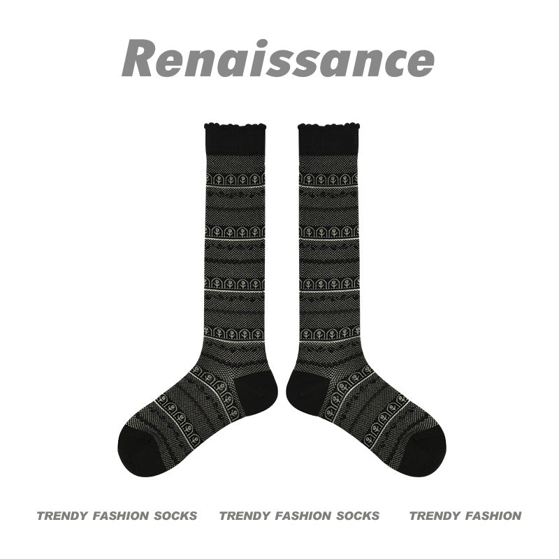 Renaissance Collection Women Socks Summer Thin Colour Blocking Mid-Calf Socks Casual 711079831089