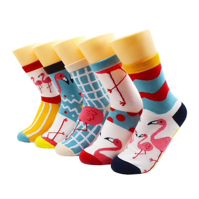 5/10 Pairs Harajuku Hip-Hop Animal Print Cotton Women Socks Fashion Korean Kawaii Cute Cartoon Cat Dog Duck Girl Socks