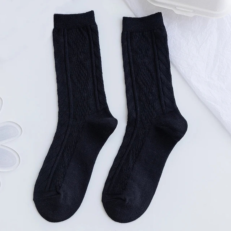 1 Pair Women Socks Spring Autumn Retro Style Men Couple Cotton Socks Flower Stripe Plaid Pattern Solid Colorful Socks