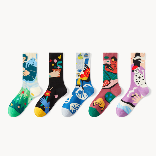 Women Socks Colourful Dopamine Puppy Flower Leisure Life Casual Mid calf Socks 732867076926