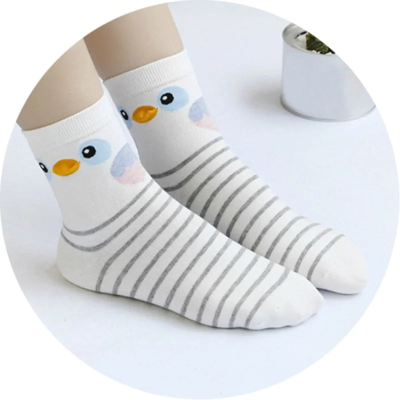 New Cute Cartoon Animal Cotton Women Socks Penguin Owl Fun Socks Women Fashion Lovely Funny Female Lady 3D Ear Socks