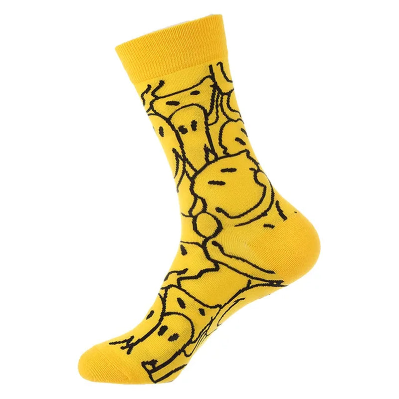 Women Socks Fashion Funny Creative Colorful Flower Letter Oil Pattern Art Socks Street Trend Happy Sox