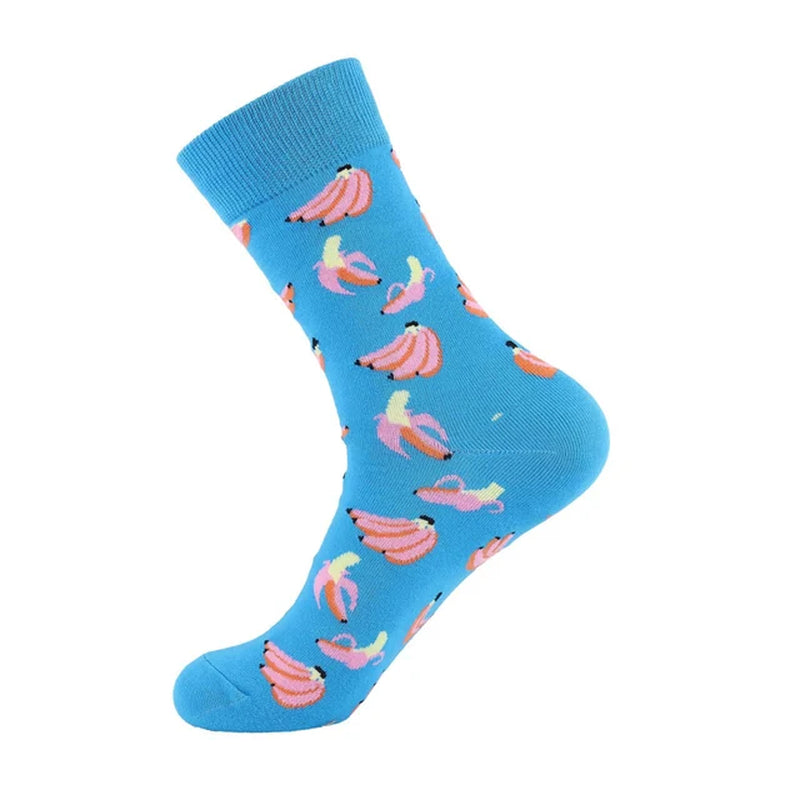 Women Socks Funny Cute Cartoon Fruits Banana Avocado Lemon Egg Cookie Donuts Food Happy Japanese Harajuku Skateboard Socks