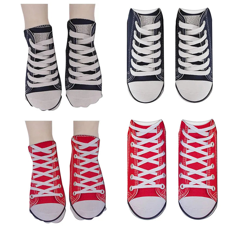 Funny Foot Bones Socks Women Socks Creativity Fashion Canvas Shoes Printed Cotton Socks Harajuku Compression Low Ankle Socks